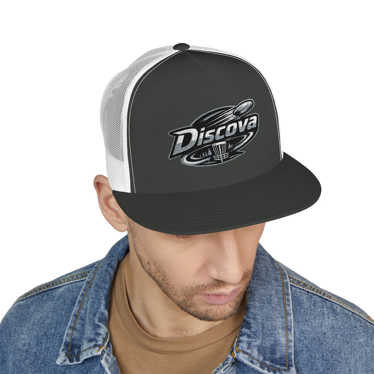 Discover Trucker Cap —Classic Logo 5-Panel Mesh Hat